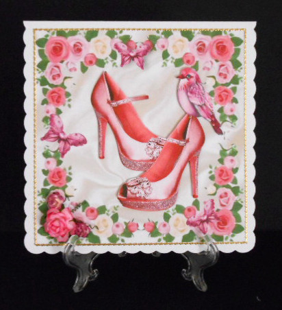 Sparkle Pink Shoes with Little Bird 8x8 by Joan Prince