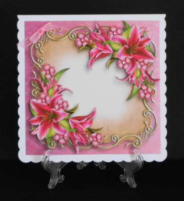 Pink Stargazer Lilies Floral Plaque - Square by Joan Prince