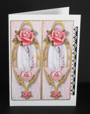Large Dl Hearts & Flowers - Winged Heart & Rose by Joan Prince