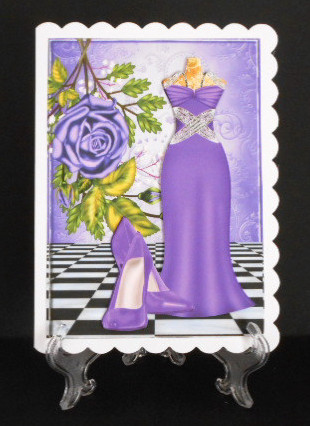 Purple Evening Gown with Shoes and Rose by Joan Prince