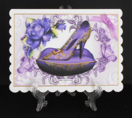 Purple Princess Shoe Encrusted with Gold and Roses by Joan Prince