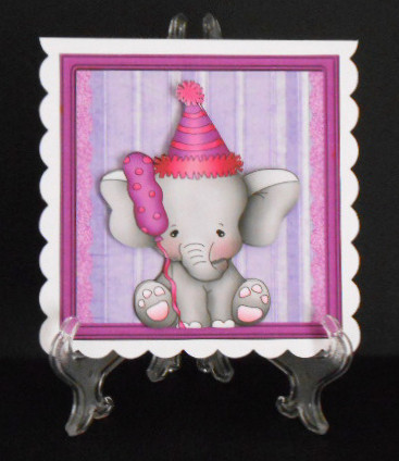 Party Elephant Card with Decoupage by Joan Prince