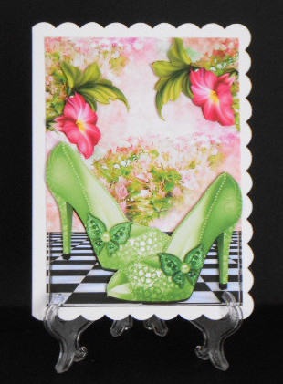 Pretty Green Sparkle Shoes with Flowers by Joan Prince