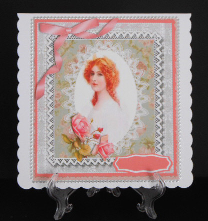 Beautiful Vintaqe Lady on a Lace Mat by Joan Prince