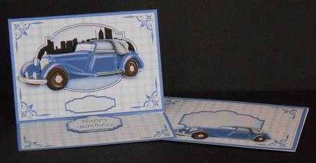 Vintage Car Old But Classic! Blue Easel Card Kit by Joan Prince