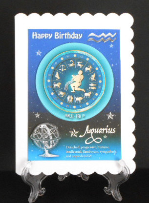 Zodiac Sign Aquarius Aqua Blue by Joan Prince