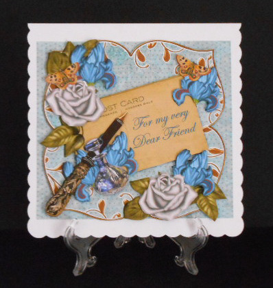 Sil & Blue Iris Dear Friend Fancy Square Deco Card & Env Kit by Joan Prince