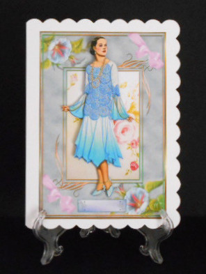 Lady of Fashion in Blue Decoupage Topper 1 by Joan Prince