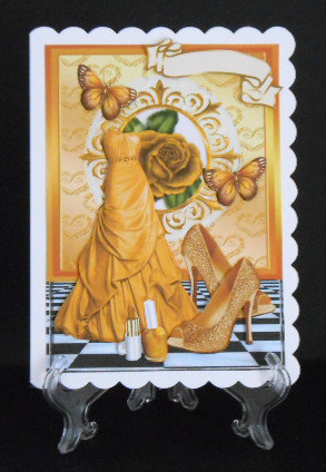 Gold Dress, Butterflies and Gold Shoes by Joan Prince