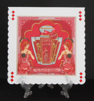 Cerise Ad Perfume Scent of Jubilation 7in Decoupage Topper by Joan Prince