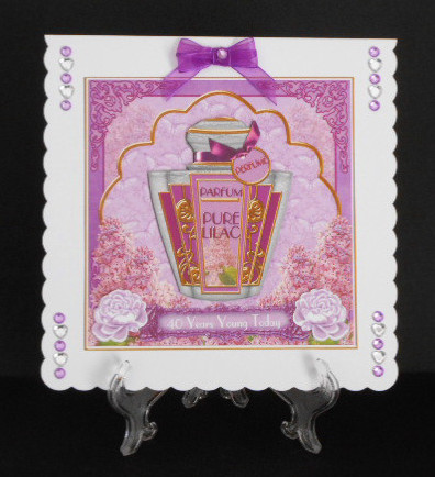 Lilac Floral Perfume 40 Years Young 7in Decoupage Topper by Joan Prince