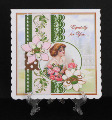 Scrap Card Vintage Lady & Roses by Joan Prince