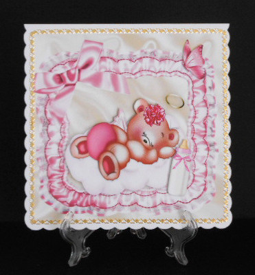 Little Angel Bear on a Cloud in Pink 8x8 by Joan Prince