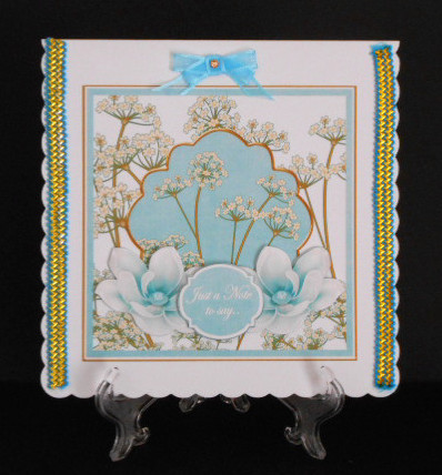 Teal Magnolia Just a Note 7in Time Flower Deco Topper by Joan Prince