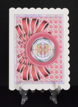 Stained Glass Floral Bow and Circle Pyramid Card by Joan Prince