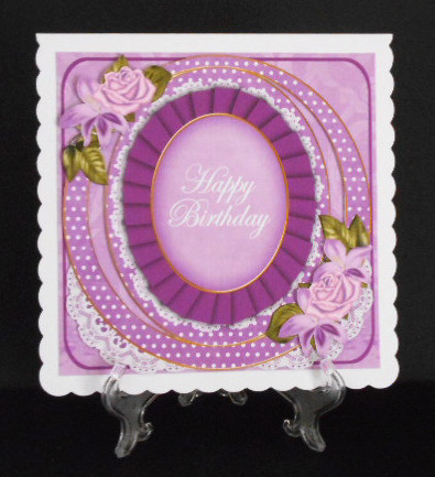 Lilac Mix Happy Birthday Oval Over 3D Mini Card Kit by Joan Prince