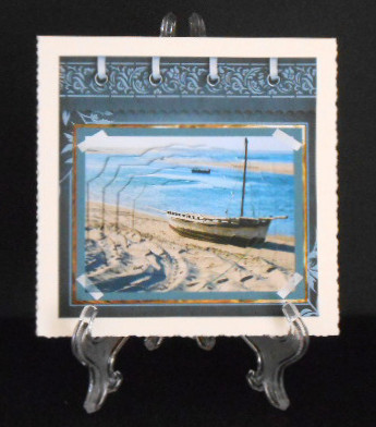 Moored Up on the Beach Card with Shaped Layers by Joan Prince