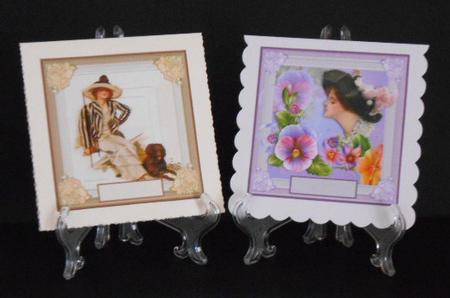 Vintage Ladies 5x5ins Topper x 2 by Joan Prince