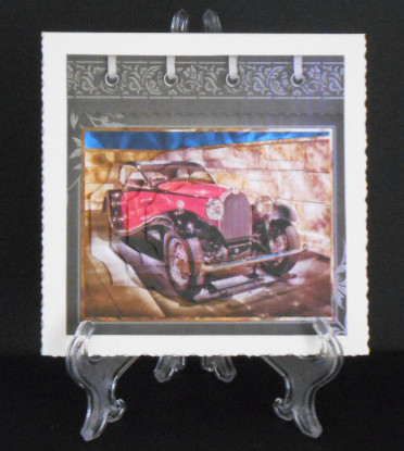 Red Bugatti Car, Card with Stackers by Joan Prince