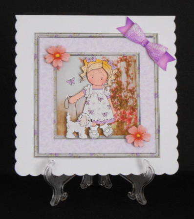 Chloe Butterfly and Her Dog 7x7 Card by Joan Prince