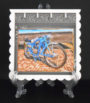 Sport Motor Bike Card with Shaped Layers by Joan Prince