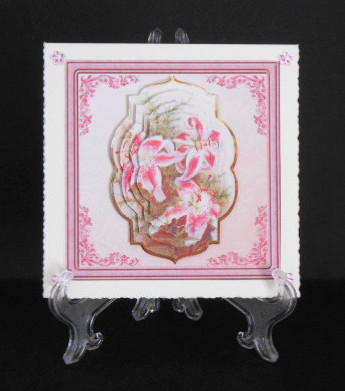 Pink Lily Card with Shaped Layers by Joan Prince
