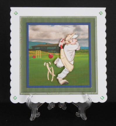 A Game of Cricket 7x7 Card with Decoupage by Joan Prince
