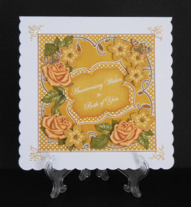Gold Fmk Rose Anniversary 7in Fancy Decoupage Topper by Joan Prince