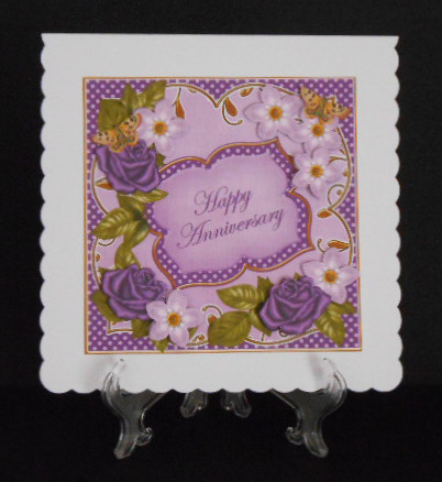 Purple Fmk Happy Anniversary 7in Fancy Decoupage Topper by Joan Prince