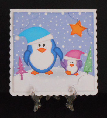 8 x 8 Penguin Felties Scalloped Corner Topper by Joan Prince