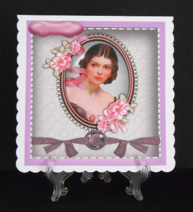 Beautiful Lady in a Oval Floral Frame  by Joan Prince
