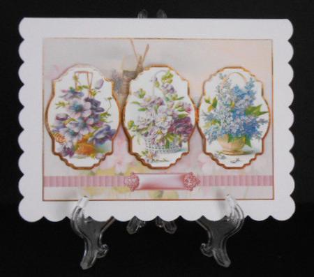 Baskets of Flowers Panel Card with Toppers by Joan Prince