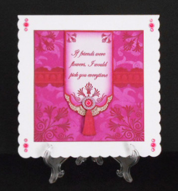 Hot Pink If Friends Were -  7in Ornate Lace Tag Topper by Joan Prince