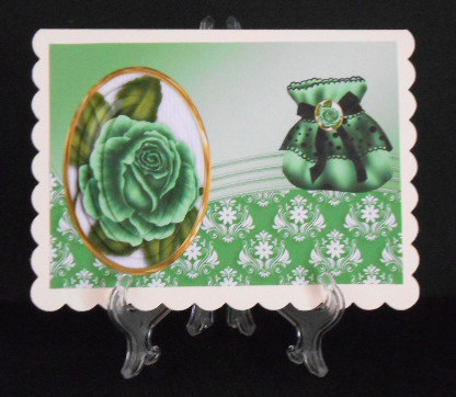Green Roses & Lace Purse Oval Pyramids by Joan Prince