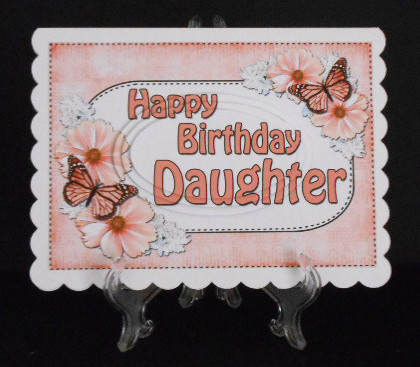 A5 Birthday Daughter Butterflies & Flowers Oval Pyramage by Joan Prince