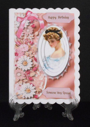 Lovely Vintage Lady in a Lace Oval Frame  by Joan Prince