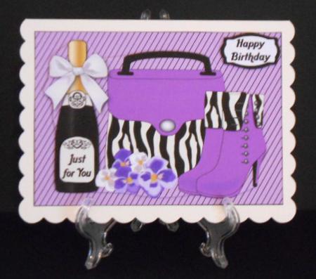 Handbag, Boots, Purple Flowers & Bubbly by Joan Prince