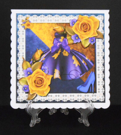 Dress,roses & Shoes in Broderie Frame by Joan Prince