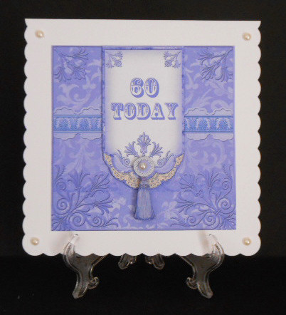 Blue 60 Today 7in Ornate Lace Tag Topper by Joan Prince