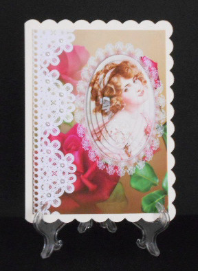 Vintage Lady with Lace and Roses Oval Pyramids by Joan Prince