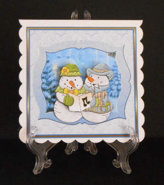 Singing Snowmen Card with Decoupage by Joan Prince