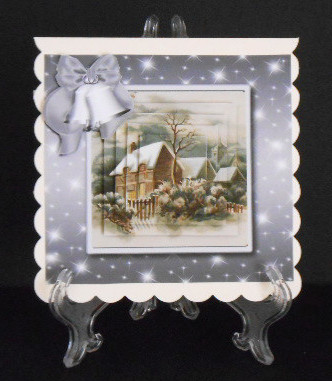 Starry Night with Snow Covered Cottage Pyramids by Joan Prince