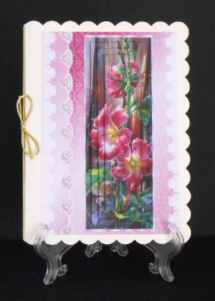 Pink Garden Flowers with Lace Pyramids by Joan Prince