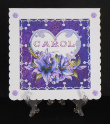 8 x 8 Lily Names a - Z 'carol' Decoupage Card Topper by Joan Prince