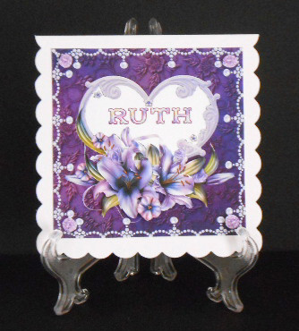 8 x 8 Lily Names a - Z 'ruth' Decoupage Card Topper by Joan Prince
