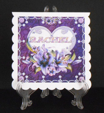 8 x 8 Lily Names a - Z 'rachel' Decoupage Card Topper by Joan Prince