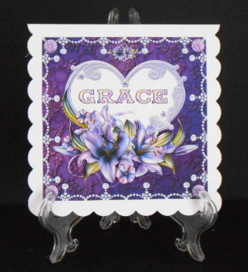 8 x 8 Lily Names a - Z - 'grace' Decoupage Card Topper by Joan Prince