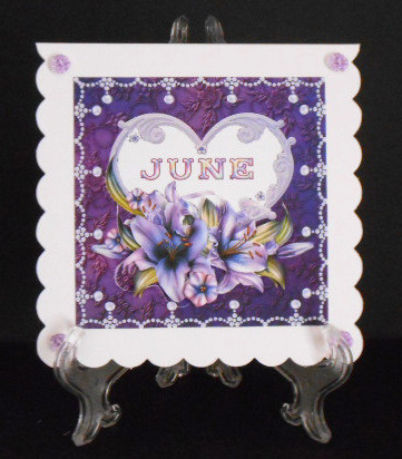 8 x 8 Lily Names a - Z 'june' Decoupage Card Topper by Joan Prince