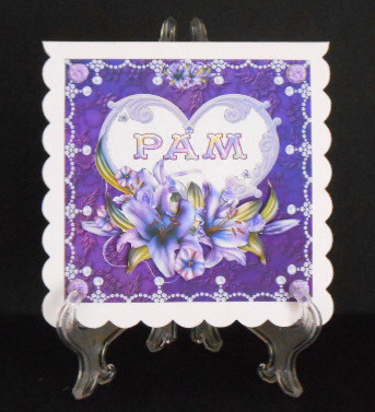 8 x 8 Lily Names a - Z - 'pam' Decoupage Card Topper by Joan Prince