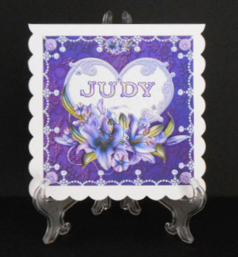 8 x 8 Lily Names a - Z - 'judy' Decoupage Card Topper by Joan Prince